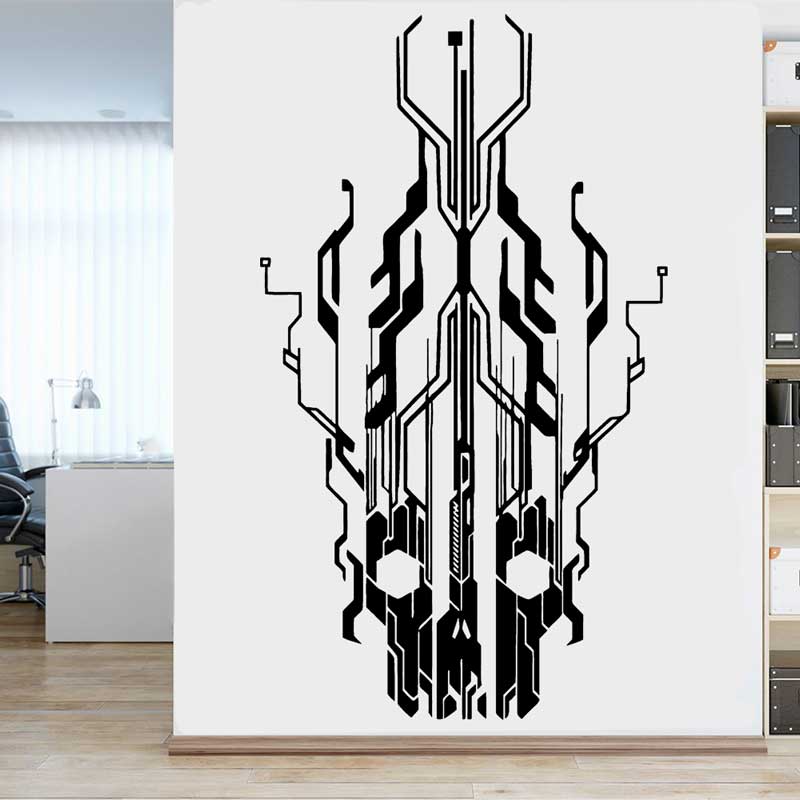 Office Tech Furniture - Chip Sirkuit Teknologi Tengkorak Vinil Stiker