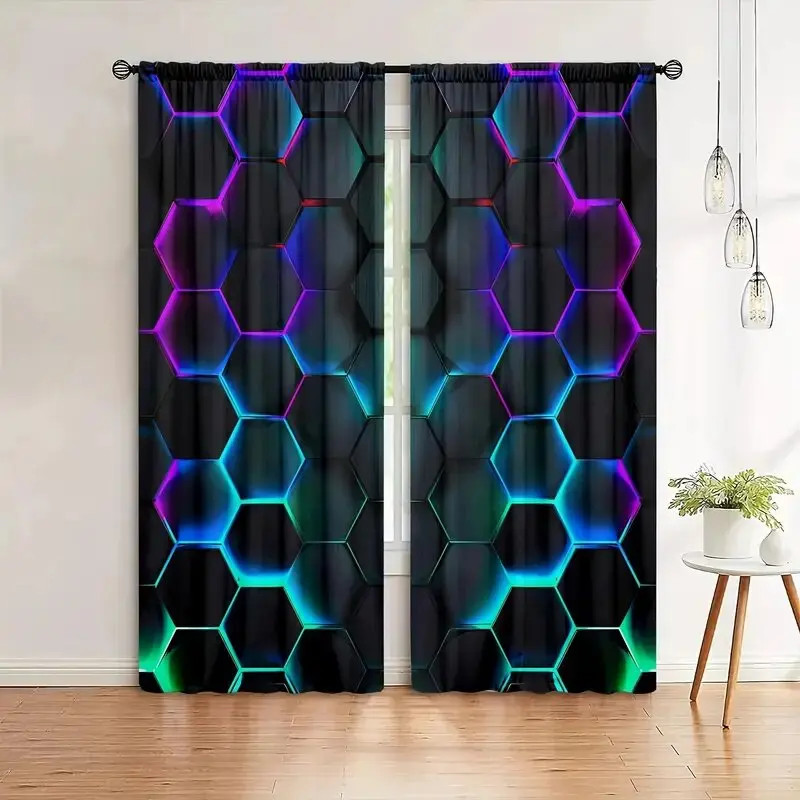 2pcs Tirai Hexagon Tech dengan - Tech Office Youtube ulasan dan harga
