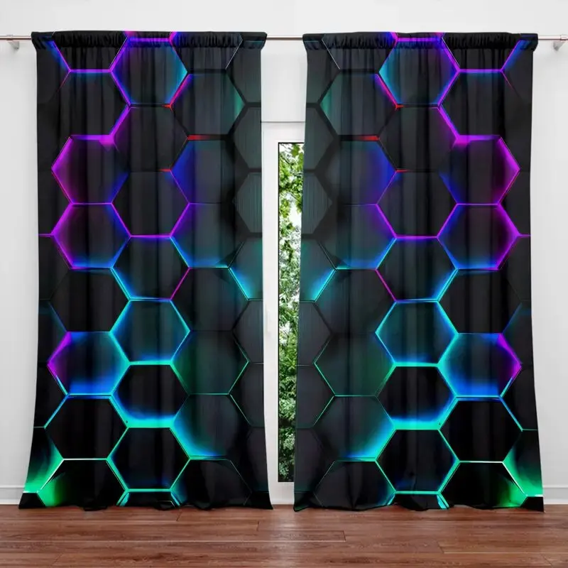 2pcs Tirai Hexagon Tech dengan - Tech Office Youtube ulasan dan harga