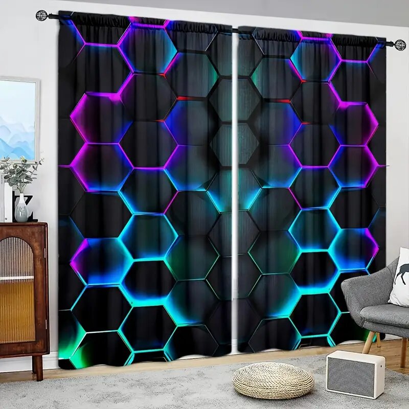 2pcs Tirai Hexagon Tech dengan - Tech Office Youtube ulasan dan harga