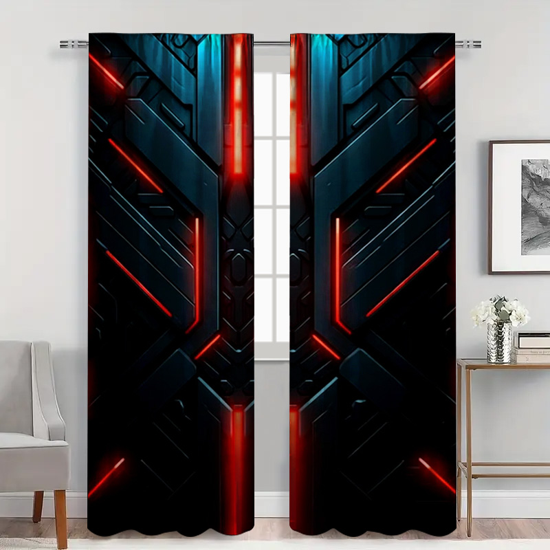2pcs Tirai Geometris Teknologi - Tech Office Youtube ulasan dan harga