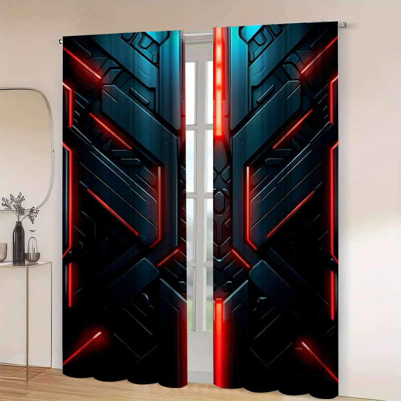 2pcs Tirai Geometris Teknologi - Tech Office Youtube ulasan dan harga