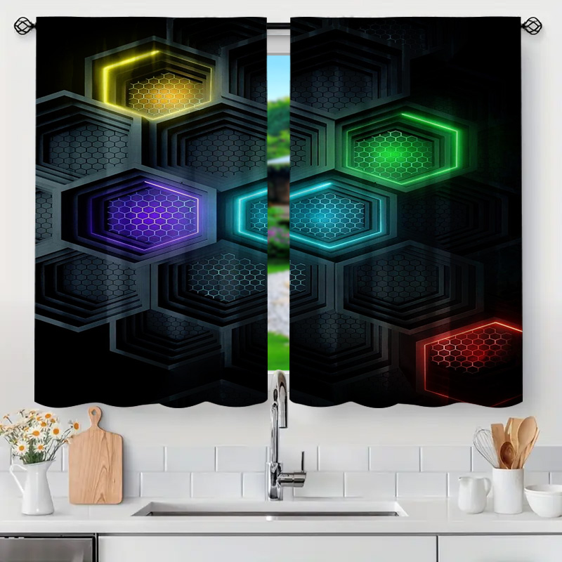 2pcs Tirai Geometris Modern de - Tech Office Youtube ulasan dan harga