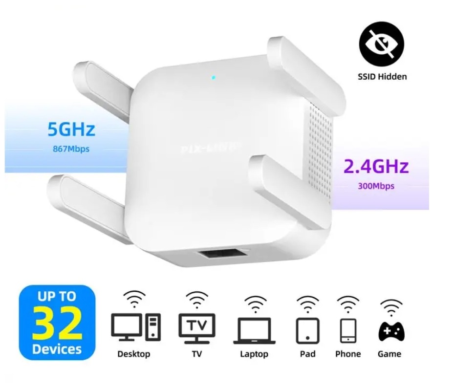 PIXLINK AC28 1200Mpbs penguat  - Wifi Range Extender ulasan dan harga