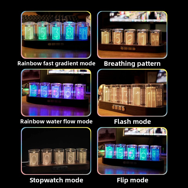 Jam LED Nixie Tube RGB Gaming  - Tech Office Youtube ulasan dan harga